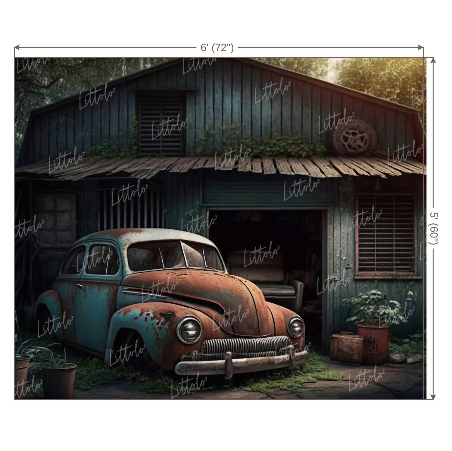 LB0952 Rusty Retro Car Backdrop