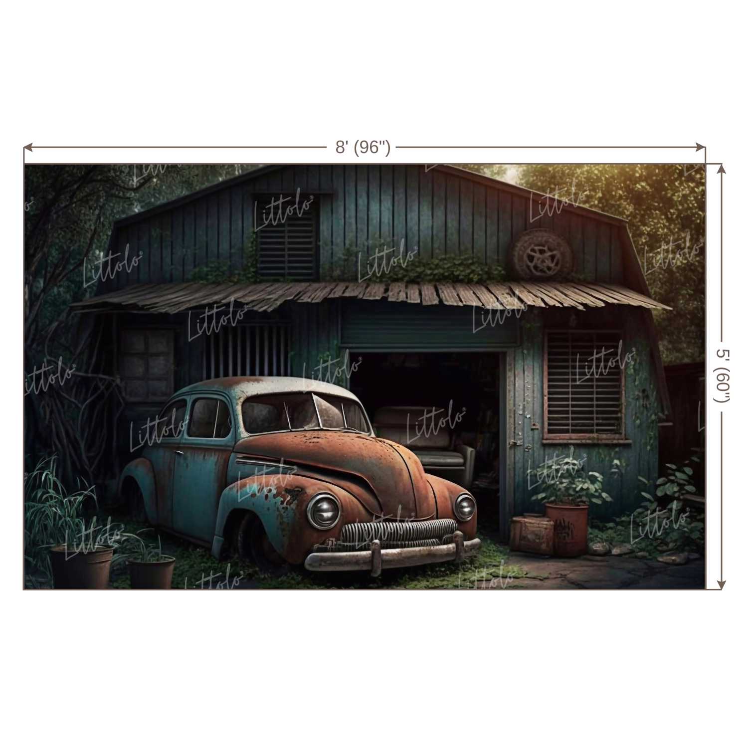 LB0952 Rusty Retro Car Backdrop