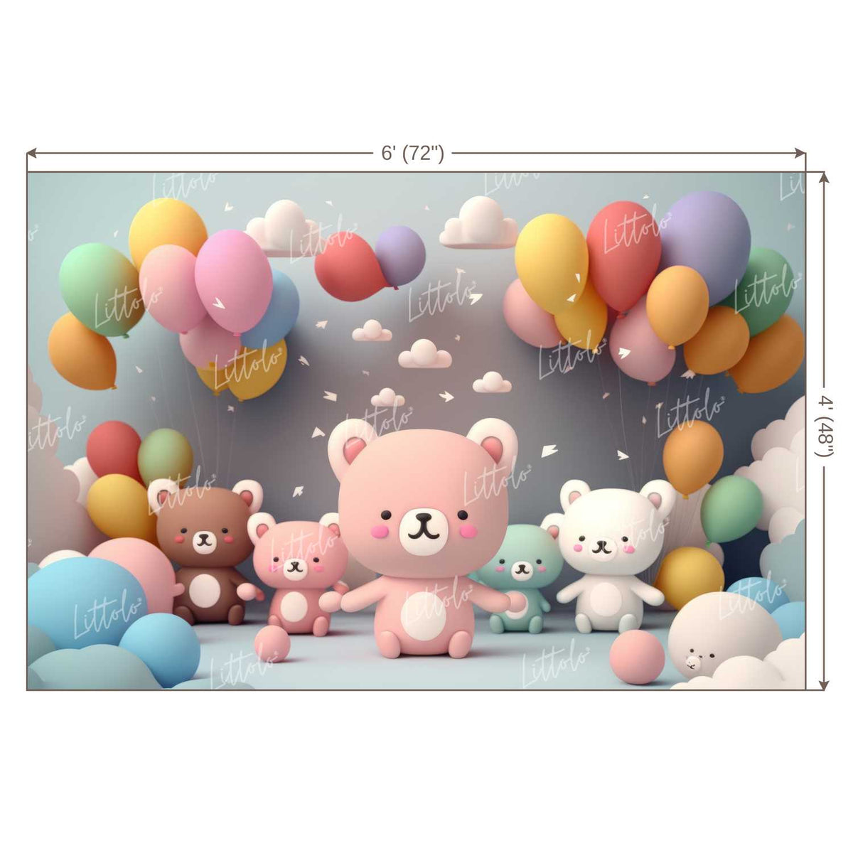 LB0981 Balloons Garland Teddy Backdrop