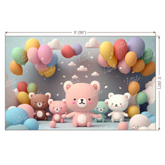 LB0981 Balloons Garland Teddy Backdrop