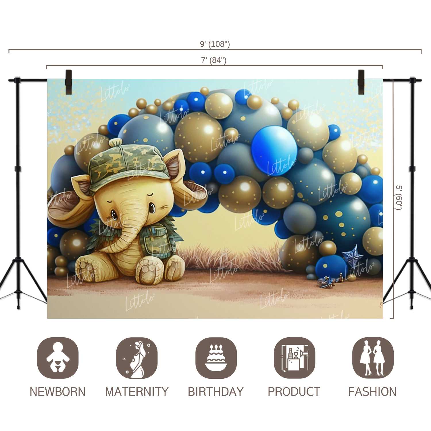 LB0986 Balloons Garland Toy Backdrop