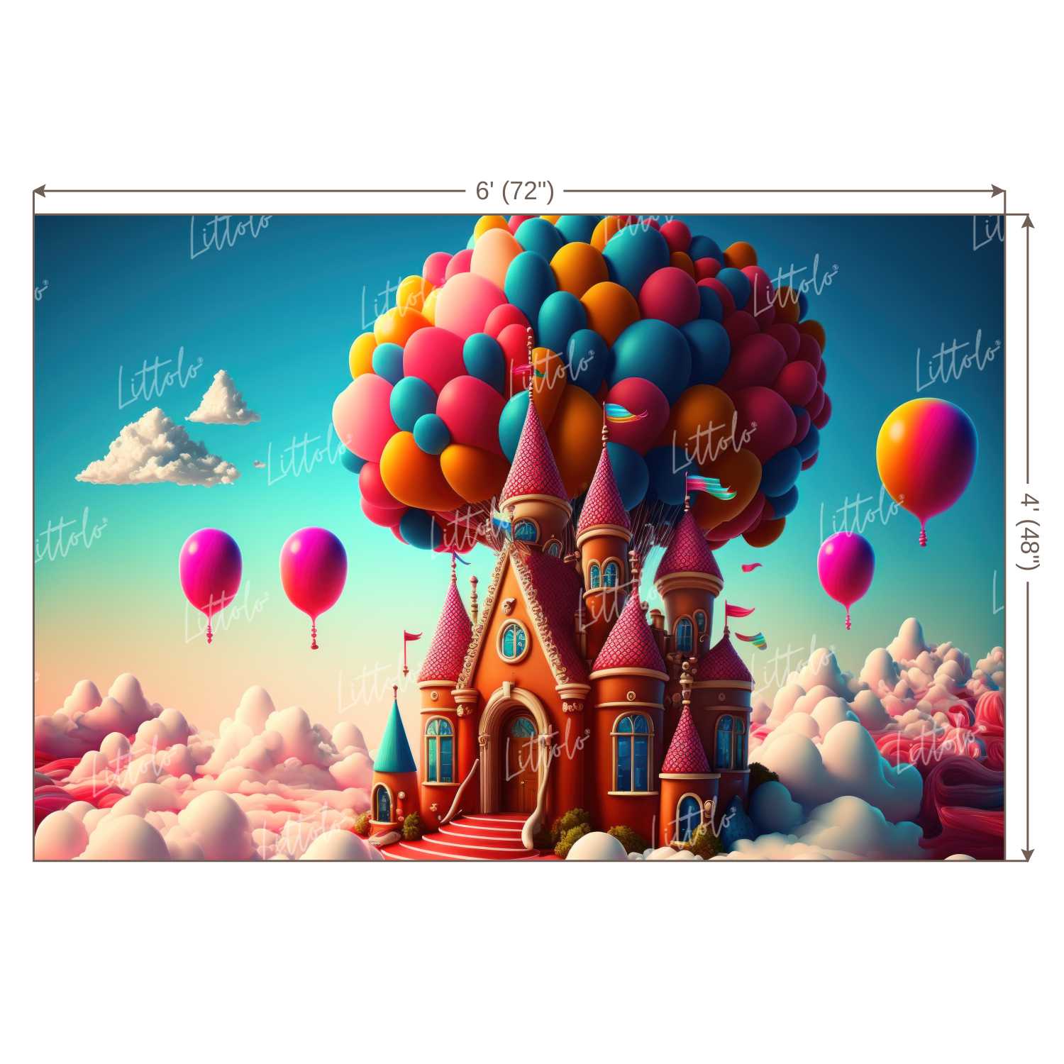 LB0989 Balloons Garland Castle Backdrop