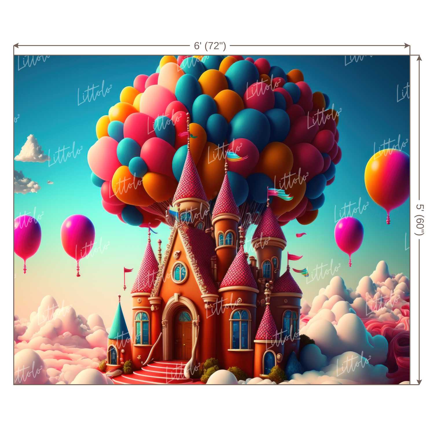 LB0989 Balloons Garland Castle Backdrop