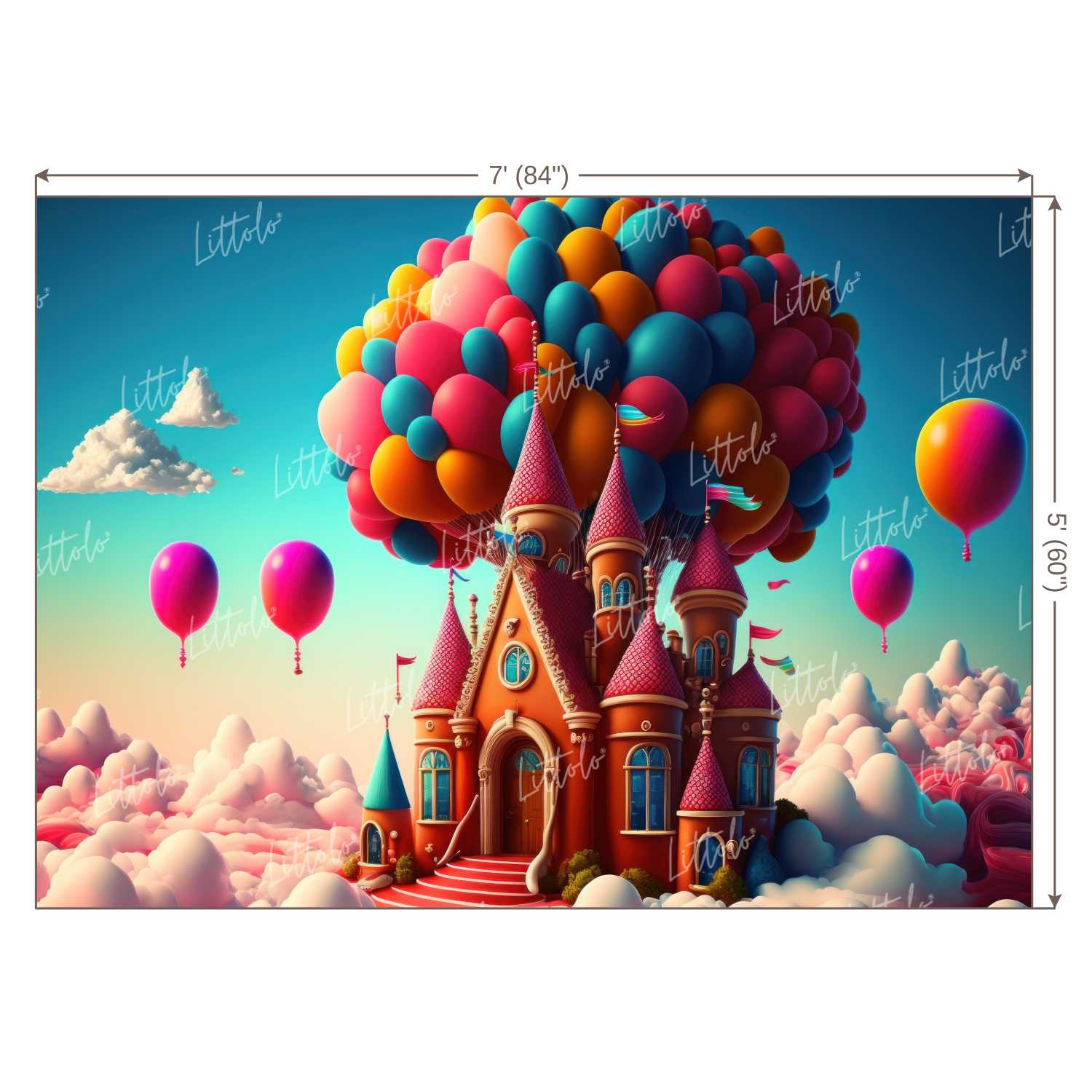 LB0989 Balloons Garland Castle Backdrop