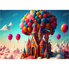 LB0989 Balloons Garland Castle Backdrop