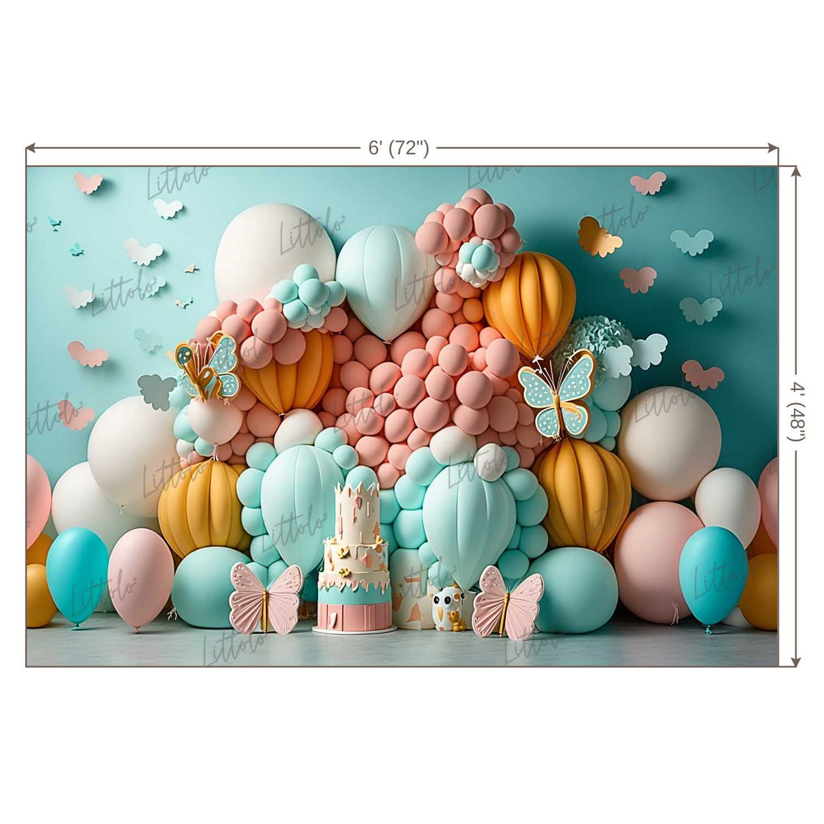 LB0994 Balloons Garland Butterfly Backdrop