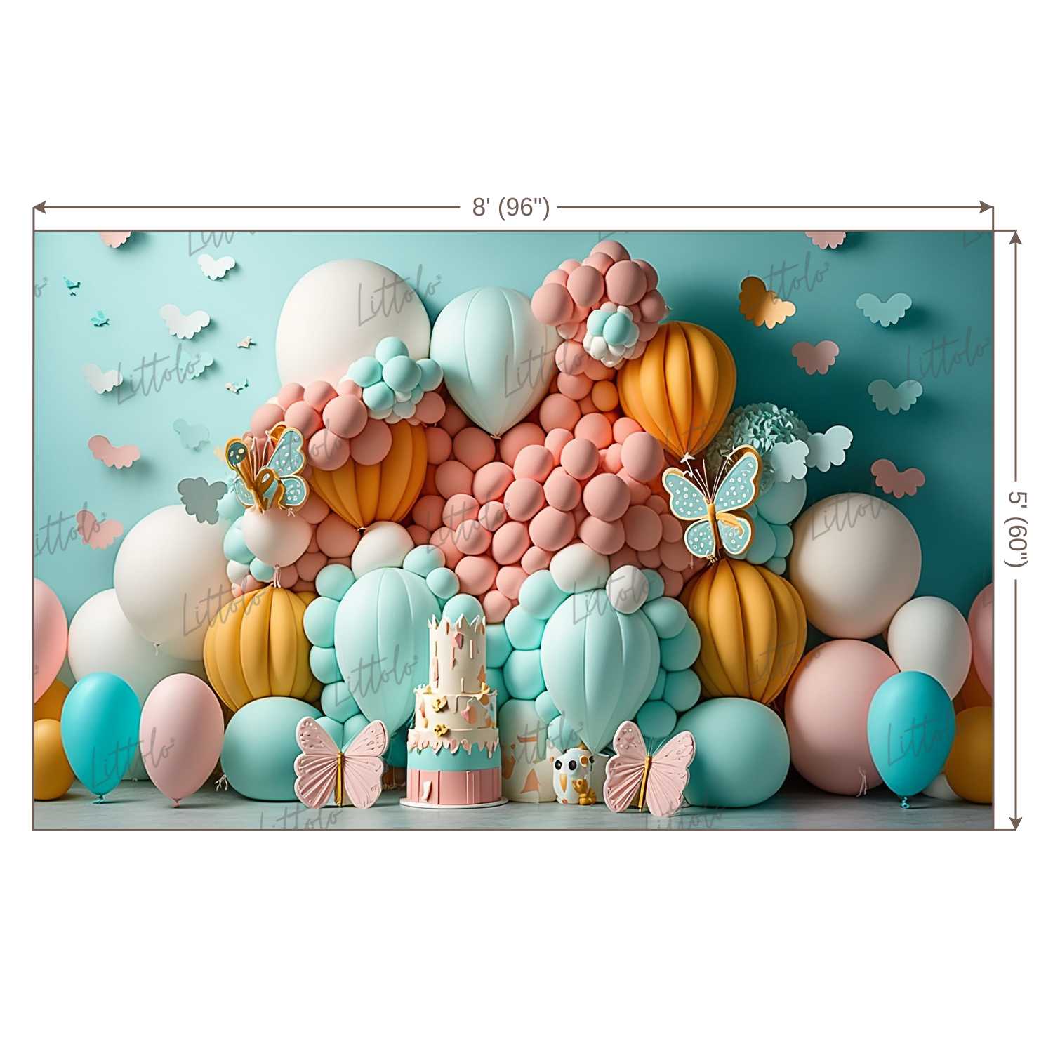 LB0994 Balloons Garland Butterfly Backdrop