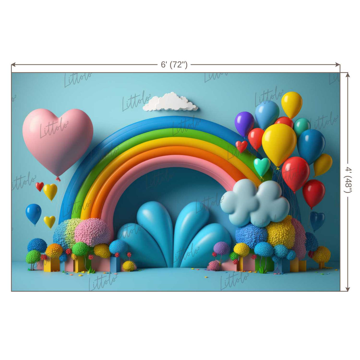 LB0995 Balloons Garland Rainbow Backdrop