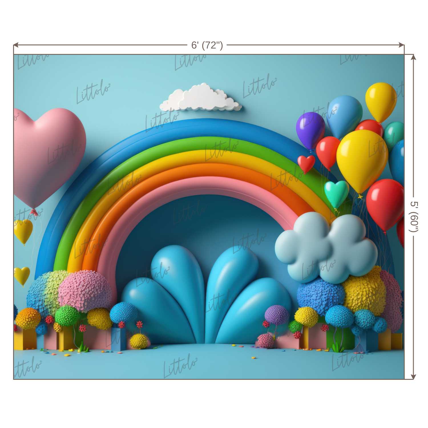 LB0995 Balloons Garland Rainbow Backdrop