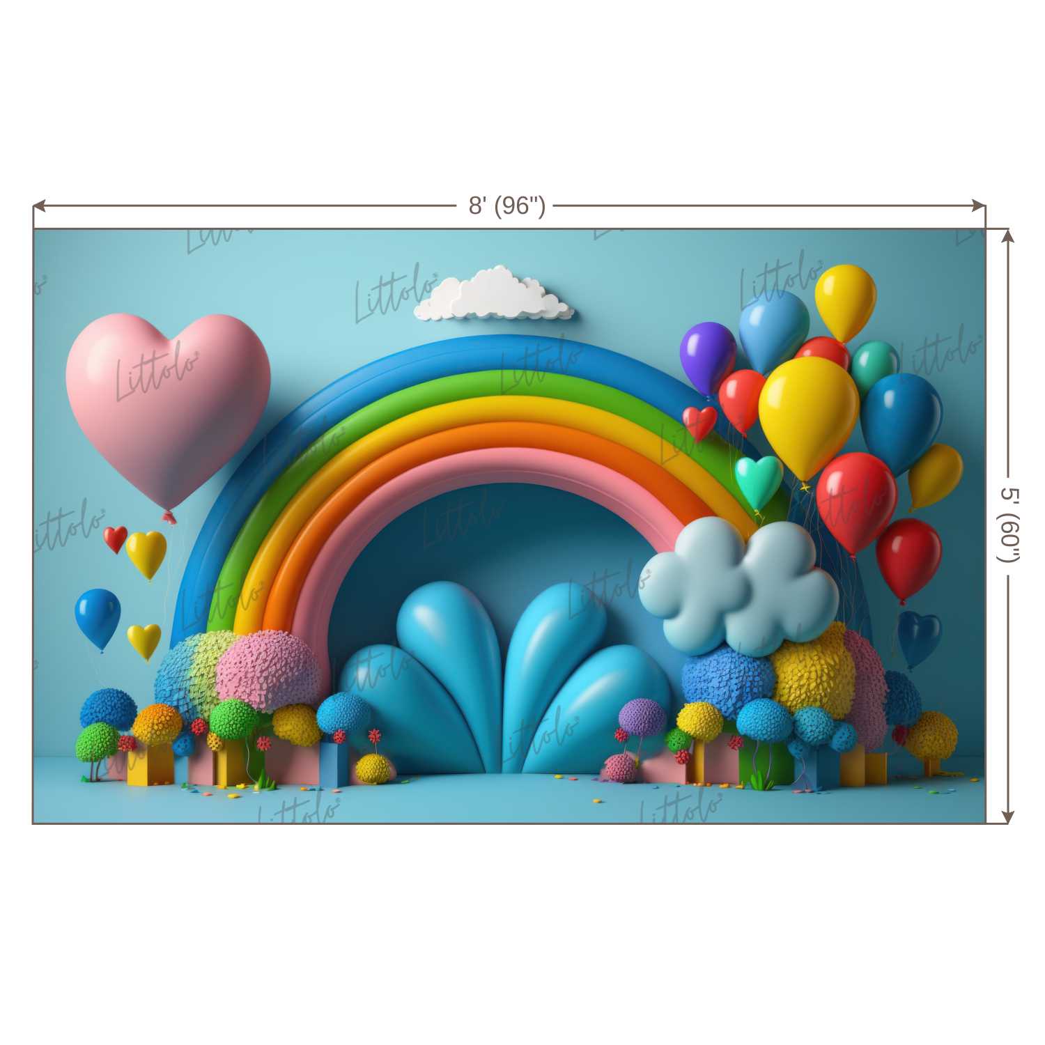 LB0995 Balloons Garland Rainbow Backdrop