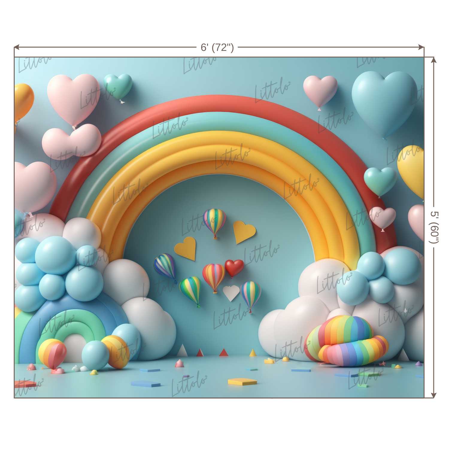 LB0996 Balloons Garland Rainbow Backdrop