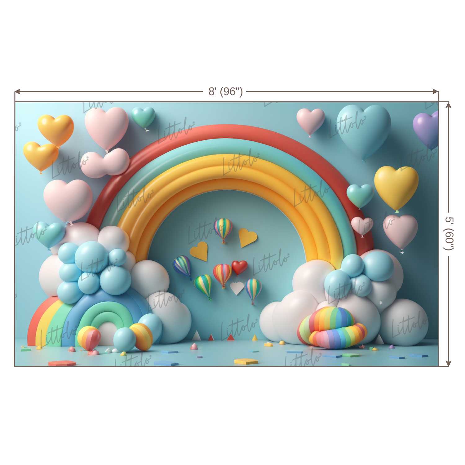 LB0996 Balloons Garland Rainbow Backdrop