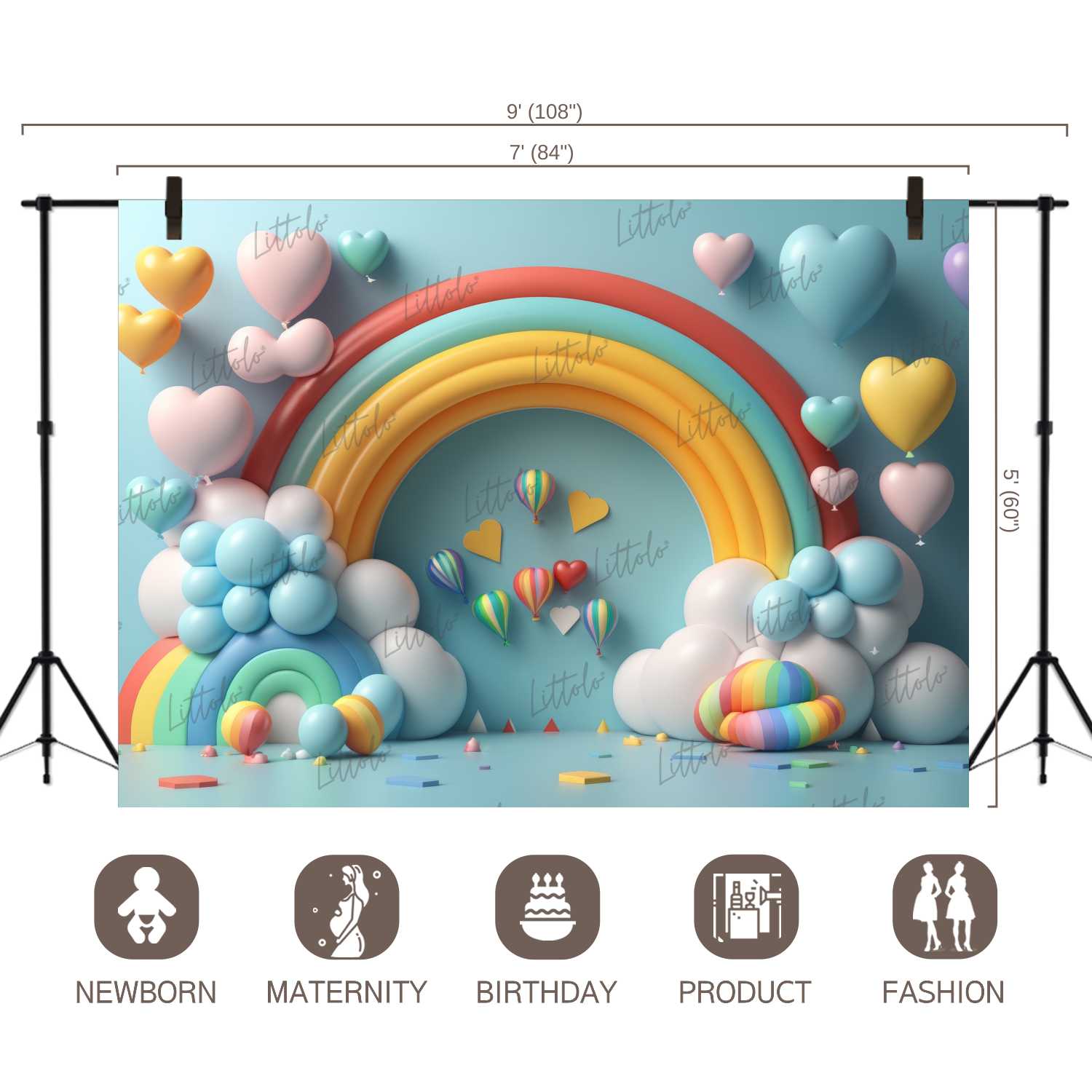 LB0996 Balloons Garland Rainbow Backdrop