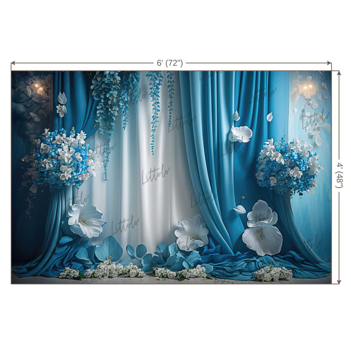 LB1019 Curtain Drape Floral Backdrop