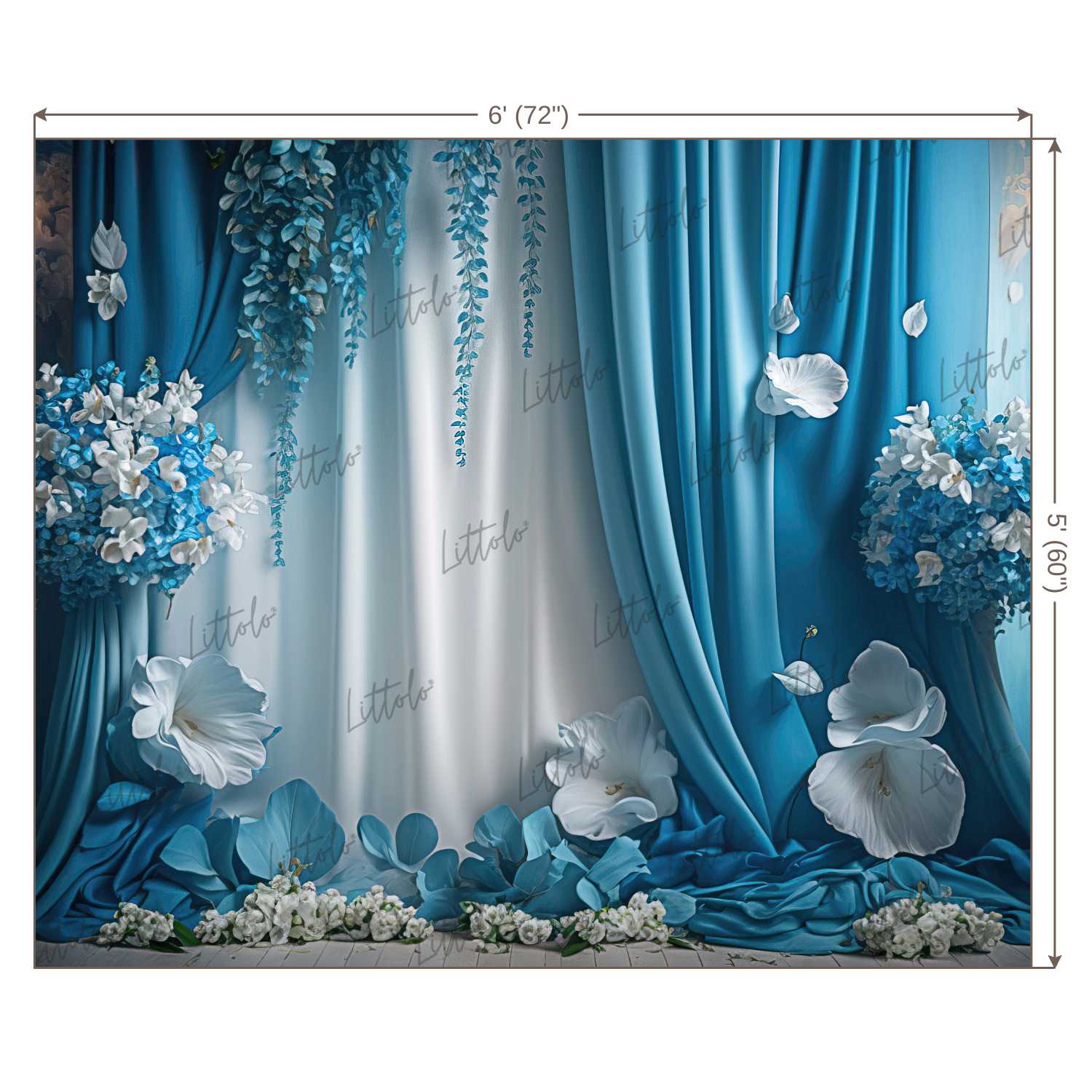 LB1019 Curtain Drape Floral Backdrop