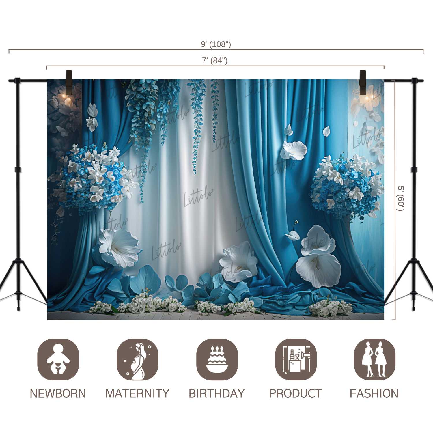 LB1019 Curtain Drape Floral Backdrop