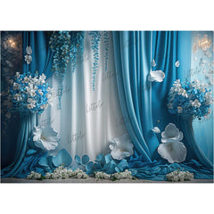 LB1019 Curtain Drape Floral Backdrop