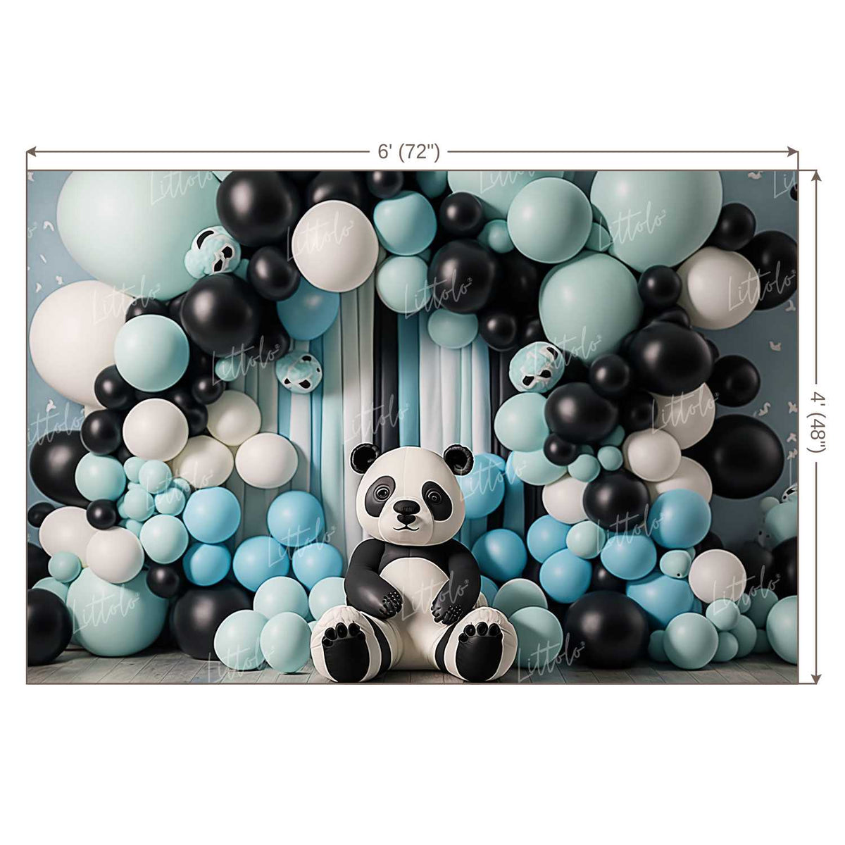 LB1022 Balloons Garland Panda Backdrop