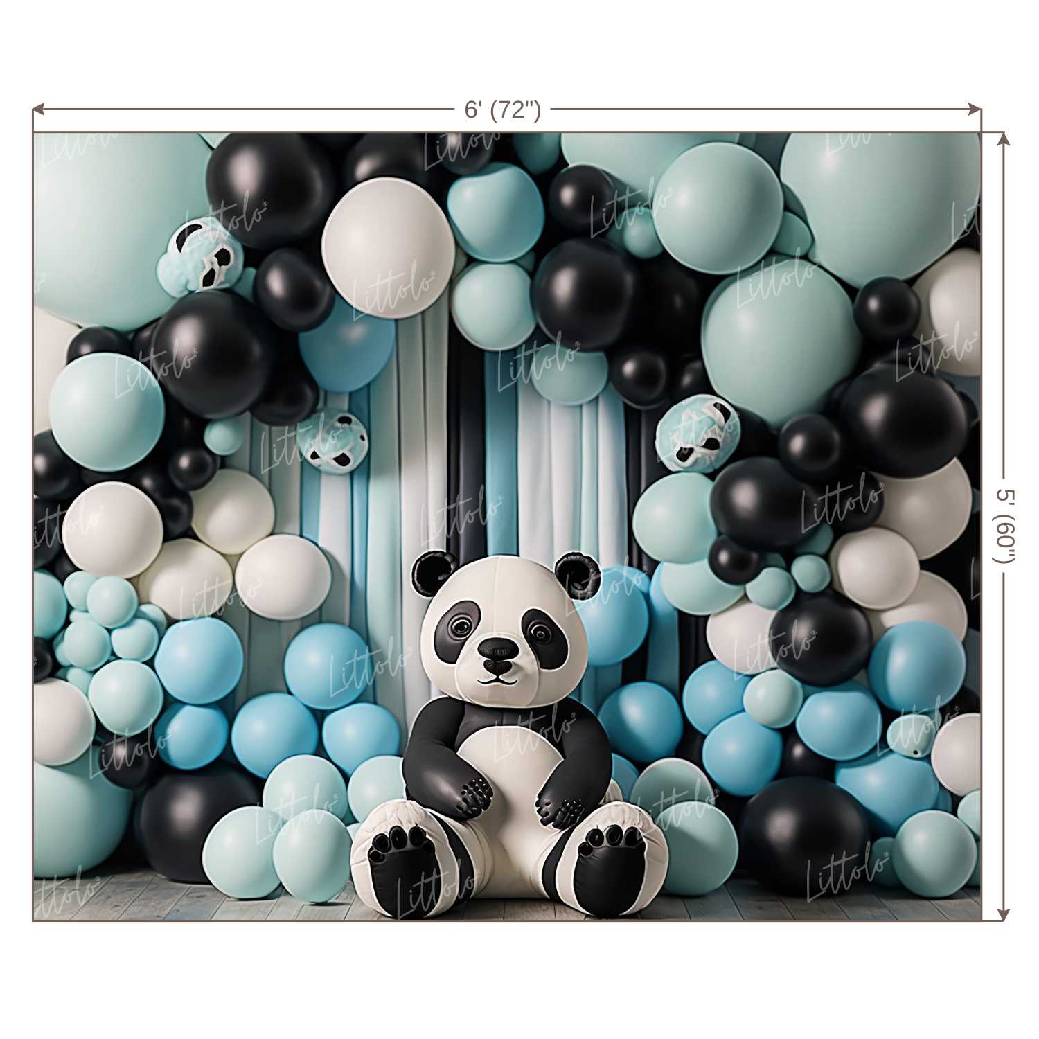 LB1022 Balloons Garland Panda Backdrop