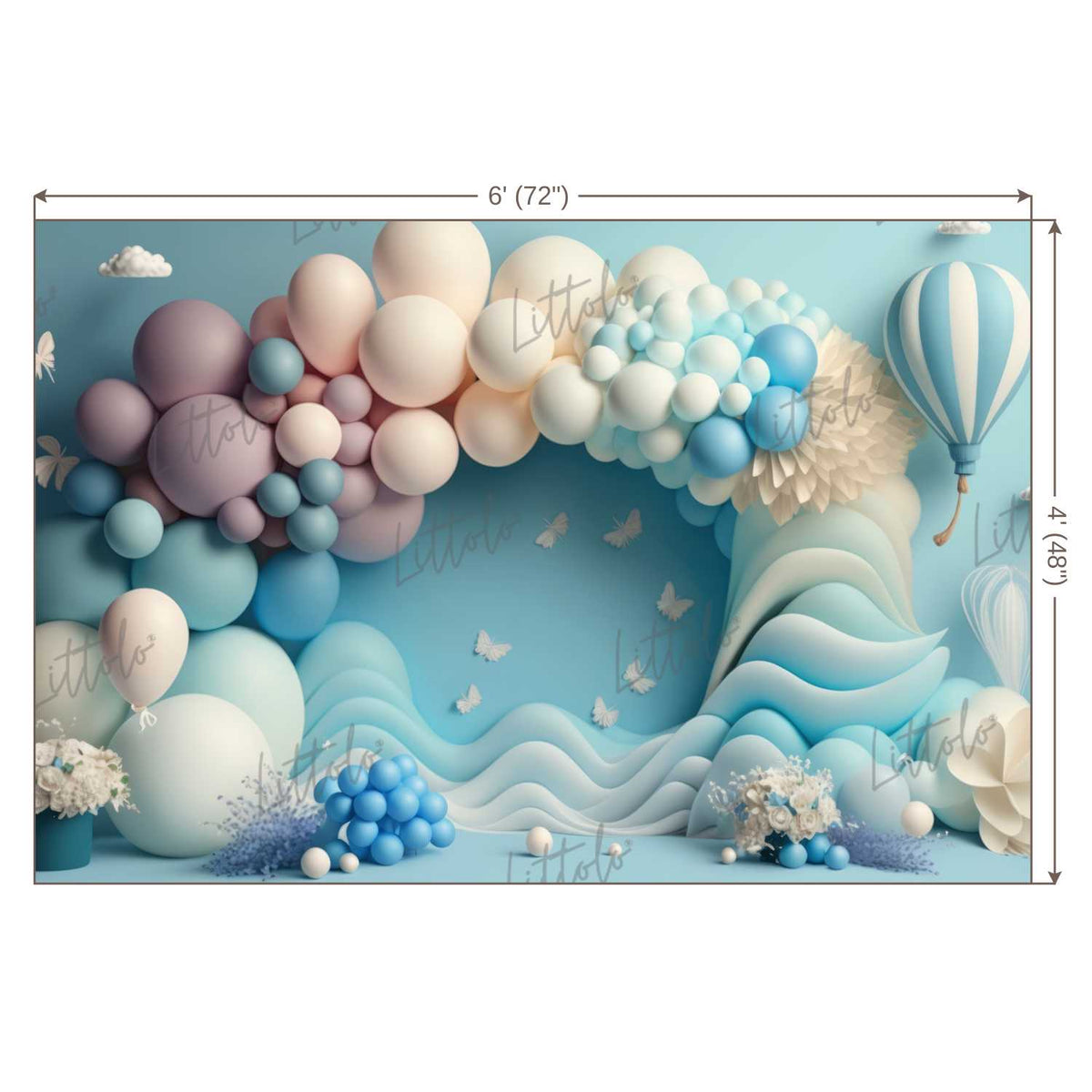 LB1036 Balloons Garland Parachute Backdrop