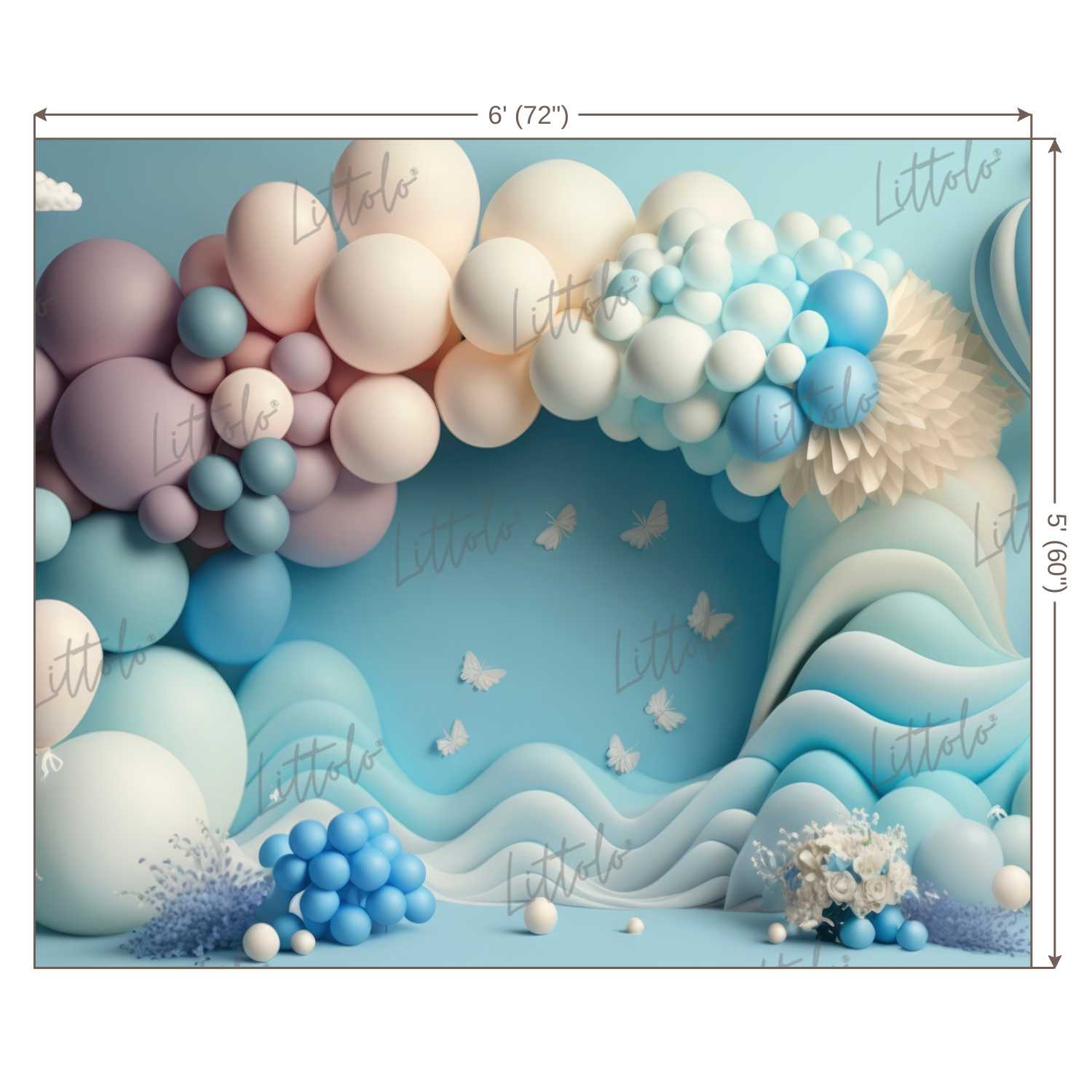 LB1036 Balloons Garland Parachute Backdrop