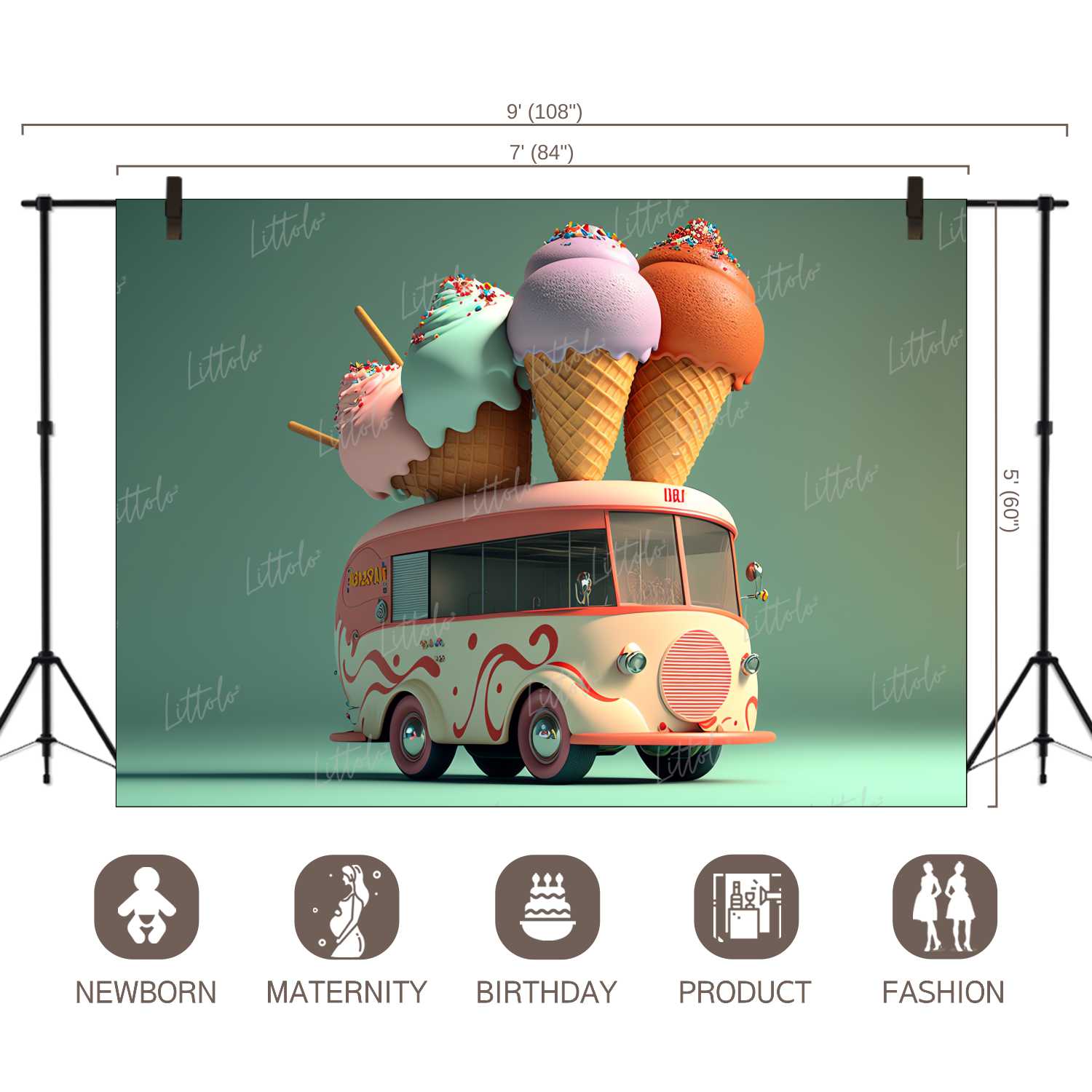 LB1054 Ice Cream Backdrop