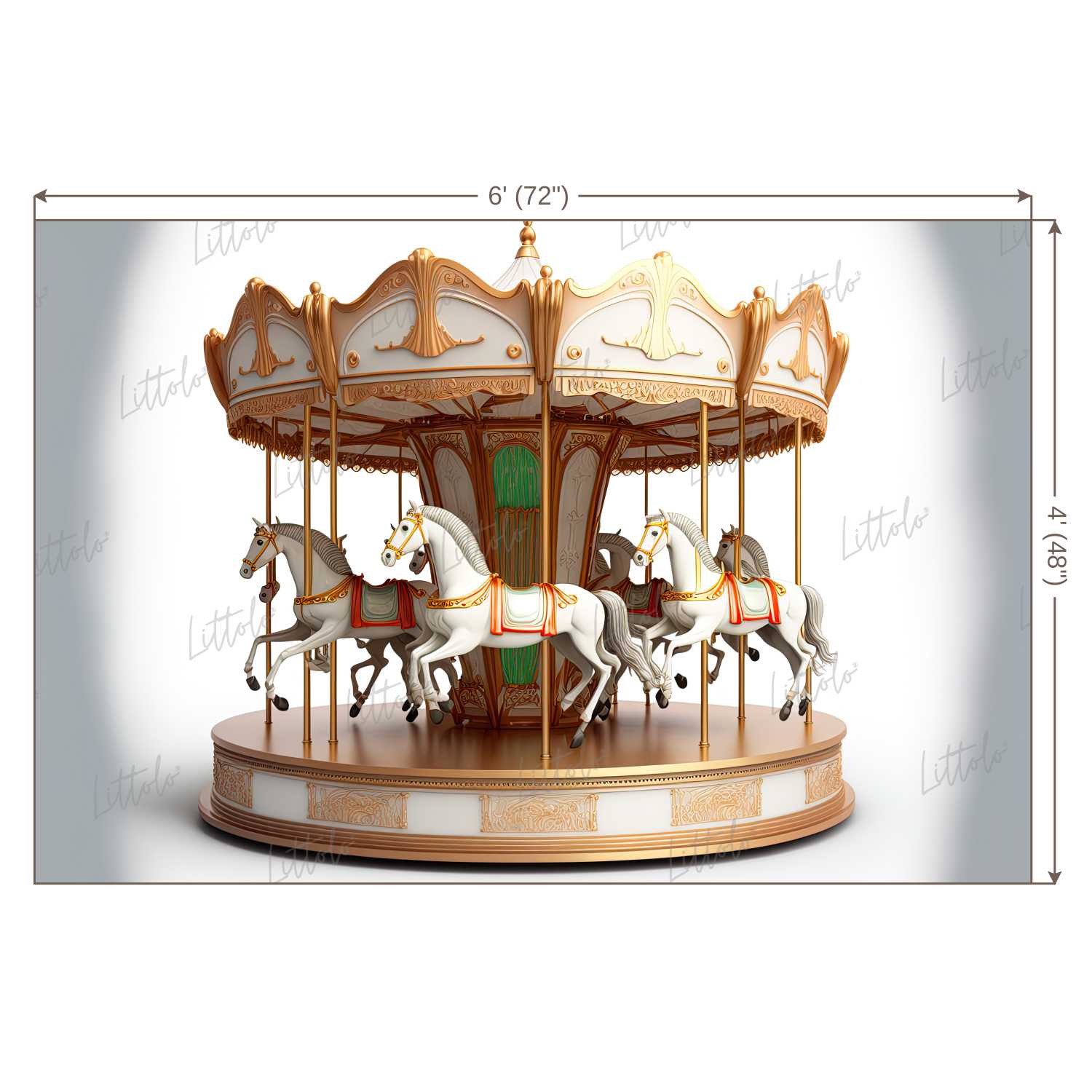 LB1057 Circus Merry Go Round Horse Backdrop