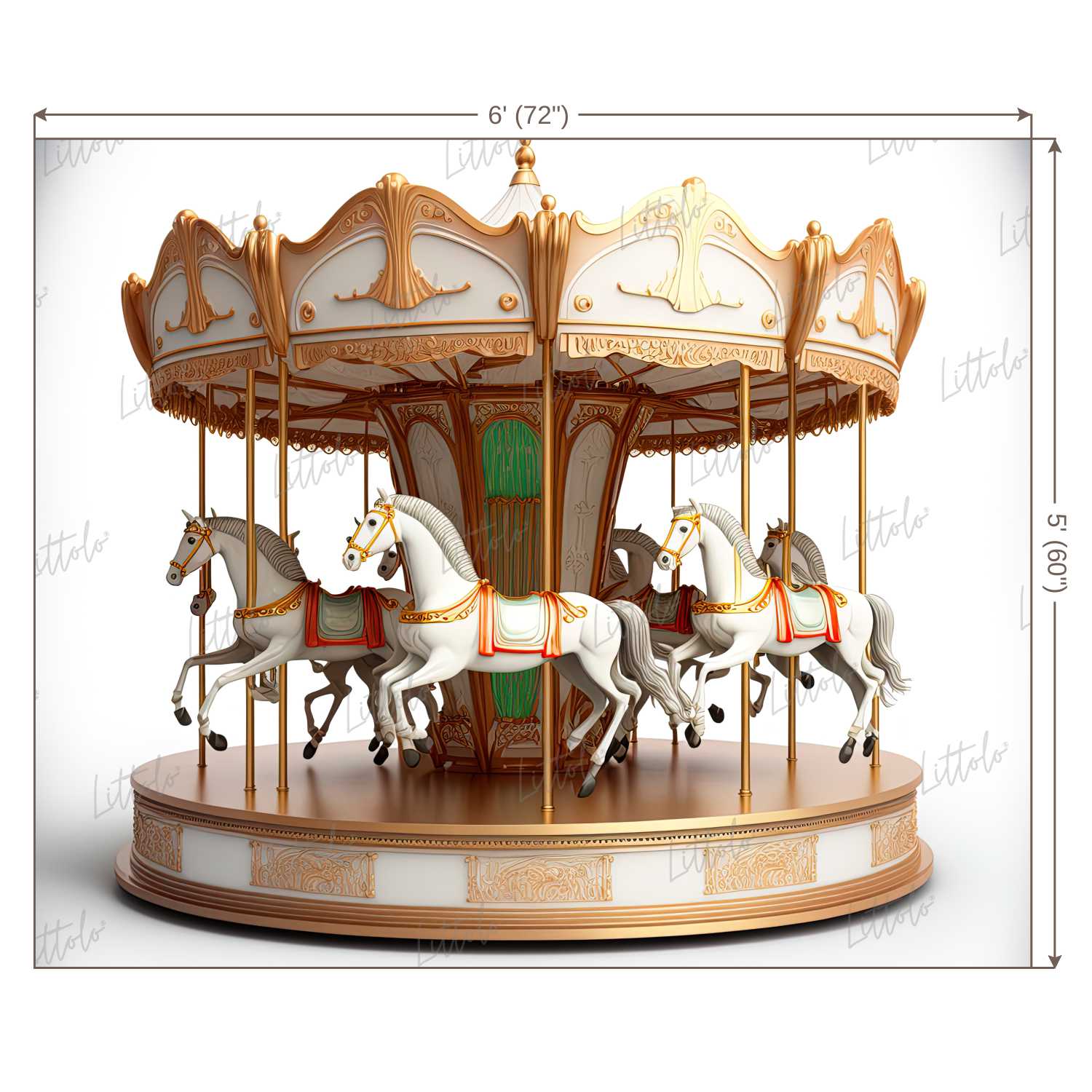 LB1057 Circus Merry Go Round Horse Backdrop