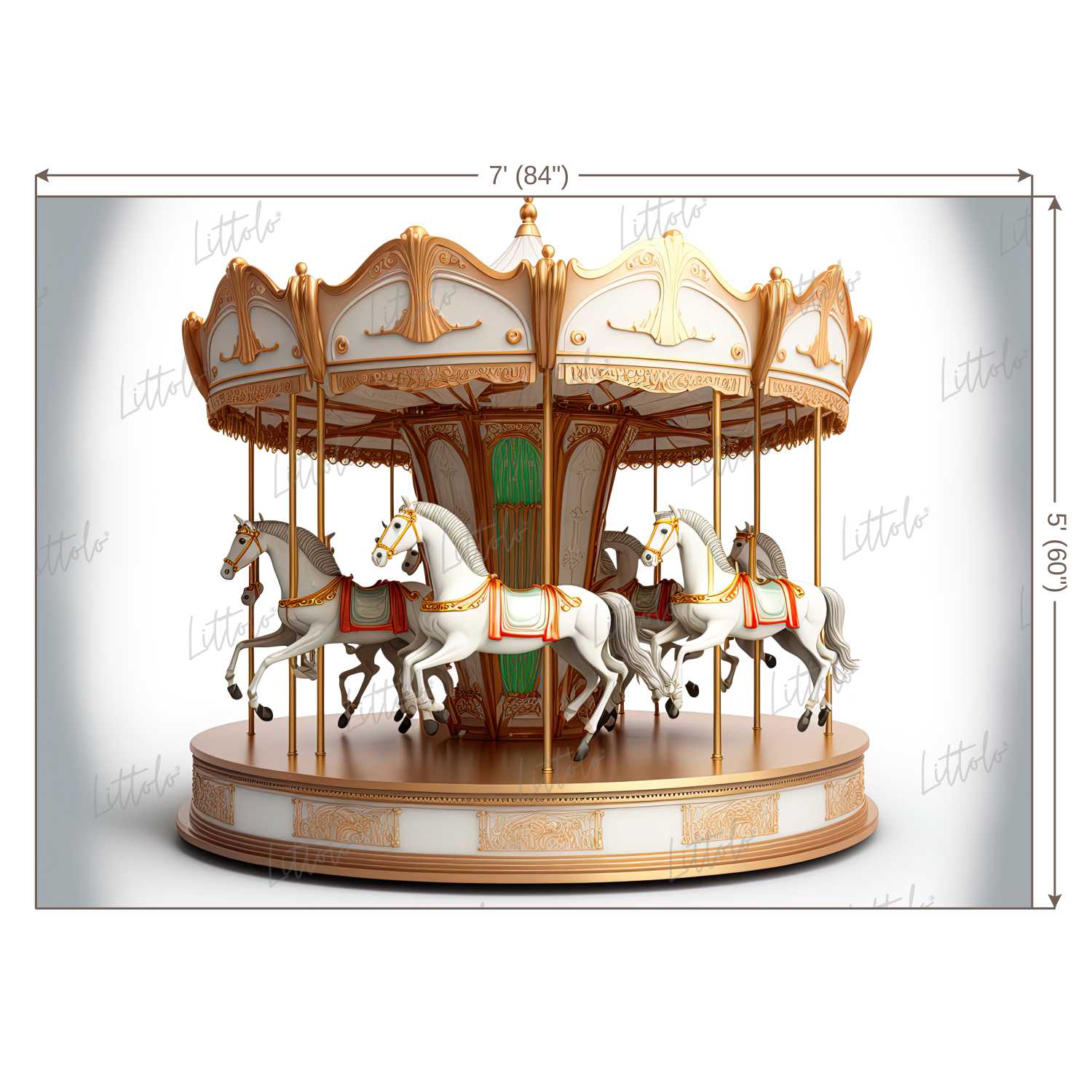 LB1057 Circus Merry Go Round Horse Backdrop