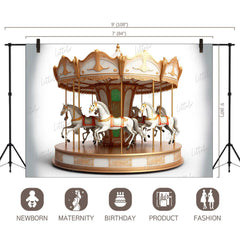 LB1057 Circus Merry Go Round Horse Backdrop