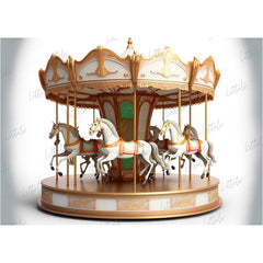 LB1057 Circus Merry Go Round Horse Backdrop