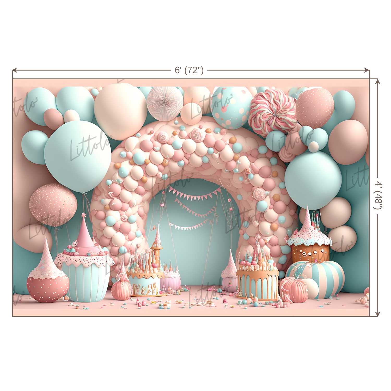 LB1075 Balloons Garland Birthday Backdrop