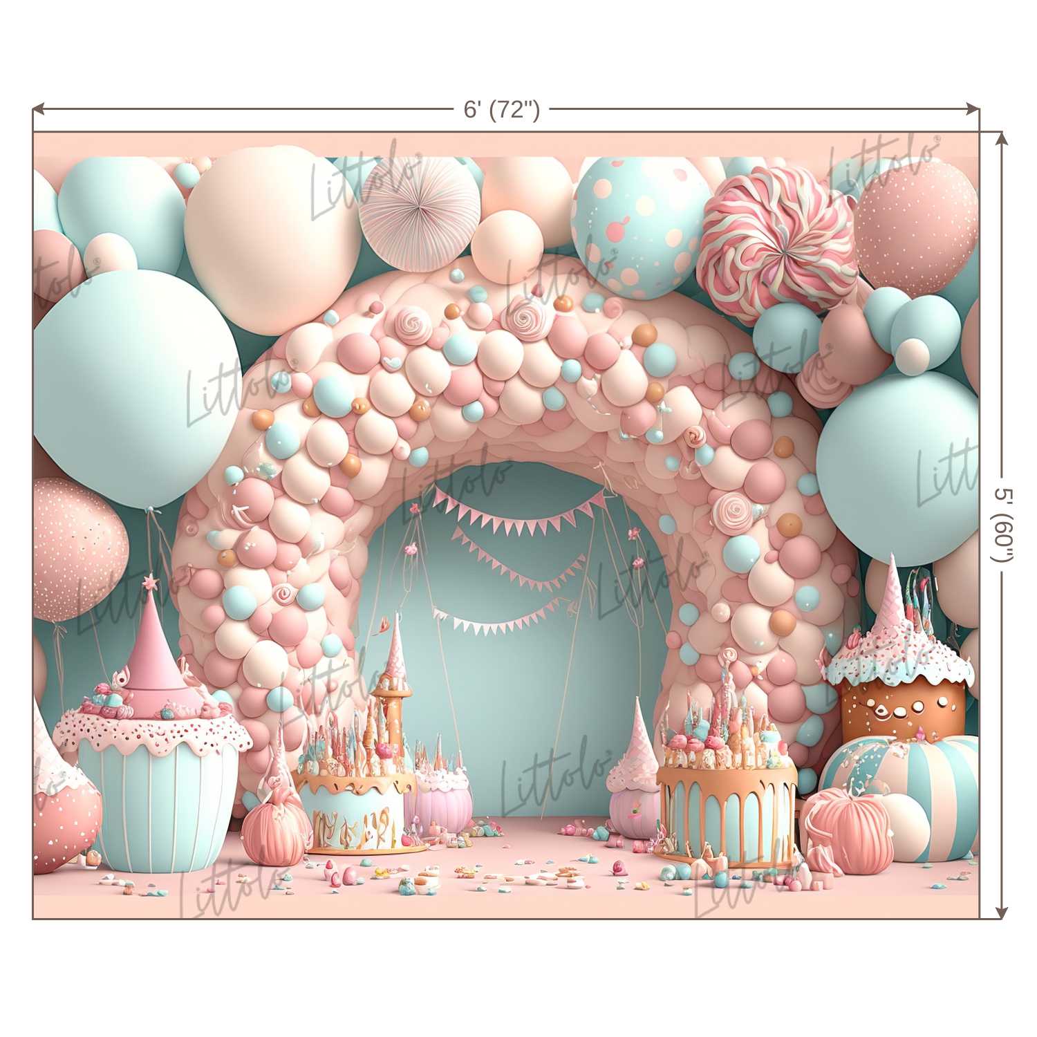 LB1075 Balloons Garland Birthday Backdrop