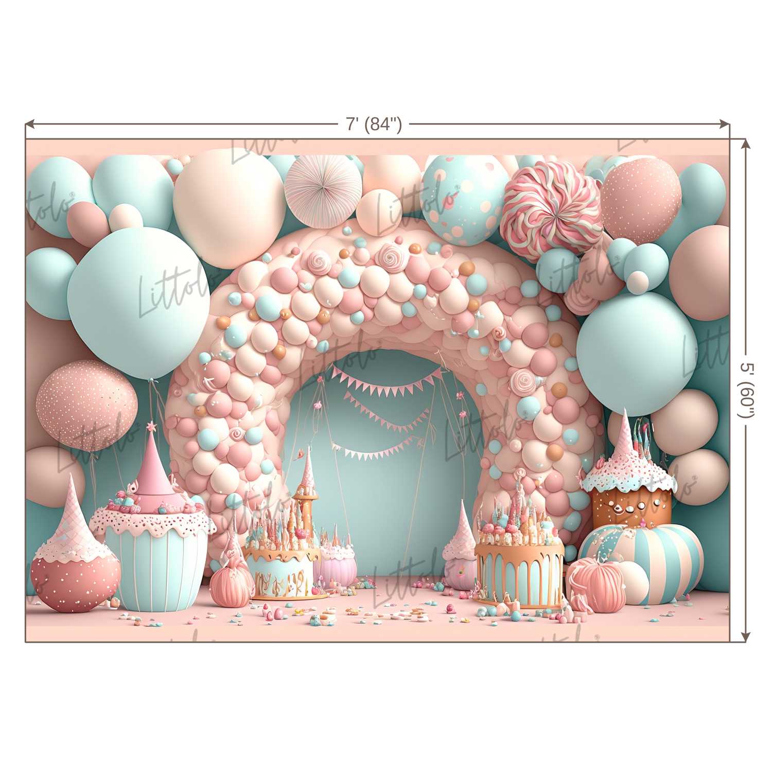 LB1075 Balloons Garland Birthday Backdrop