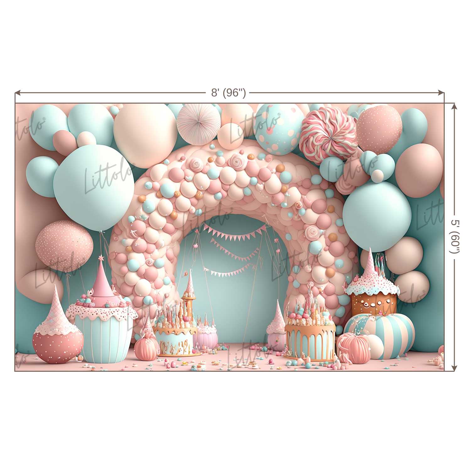 LB1075 Balloons Garland Birthday Backdrop