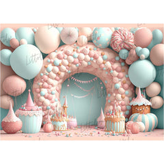 LB1075 Balloons Garland Birthday Backdrop