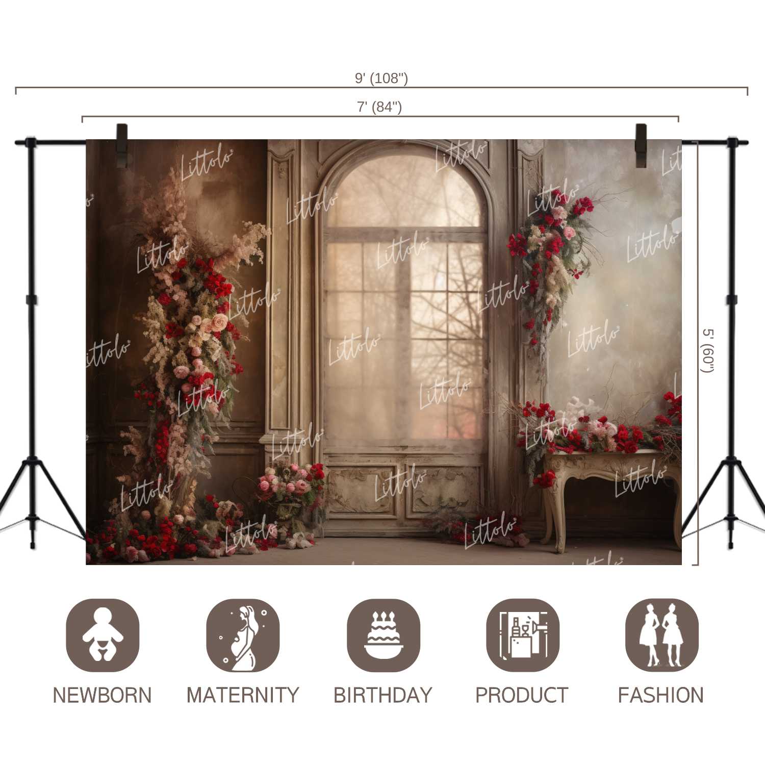 LB1125 Floral and Fine Arts Doorway Backdrop