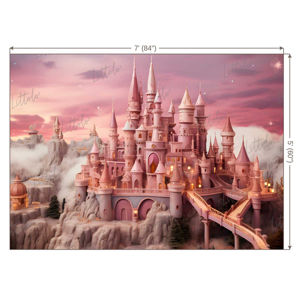 LB1172 Cake Smash and Themed Drops Prince / Princess Castle Backdrop