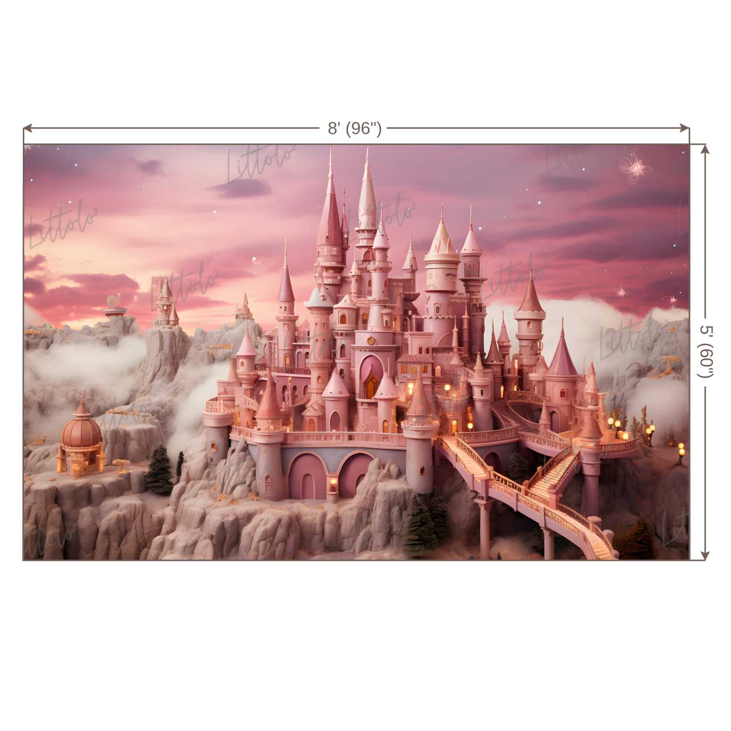 LB1172 Cake Smash and Themed Drops Prince / Princess Castle Backdrop