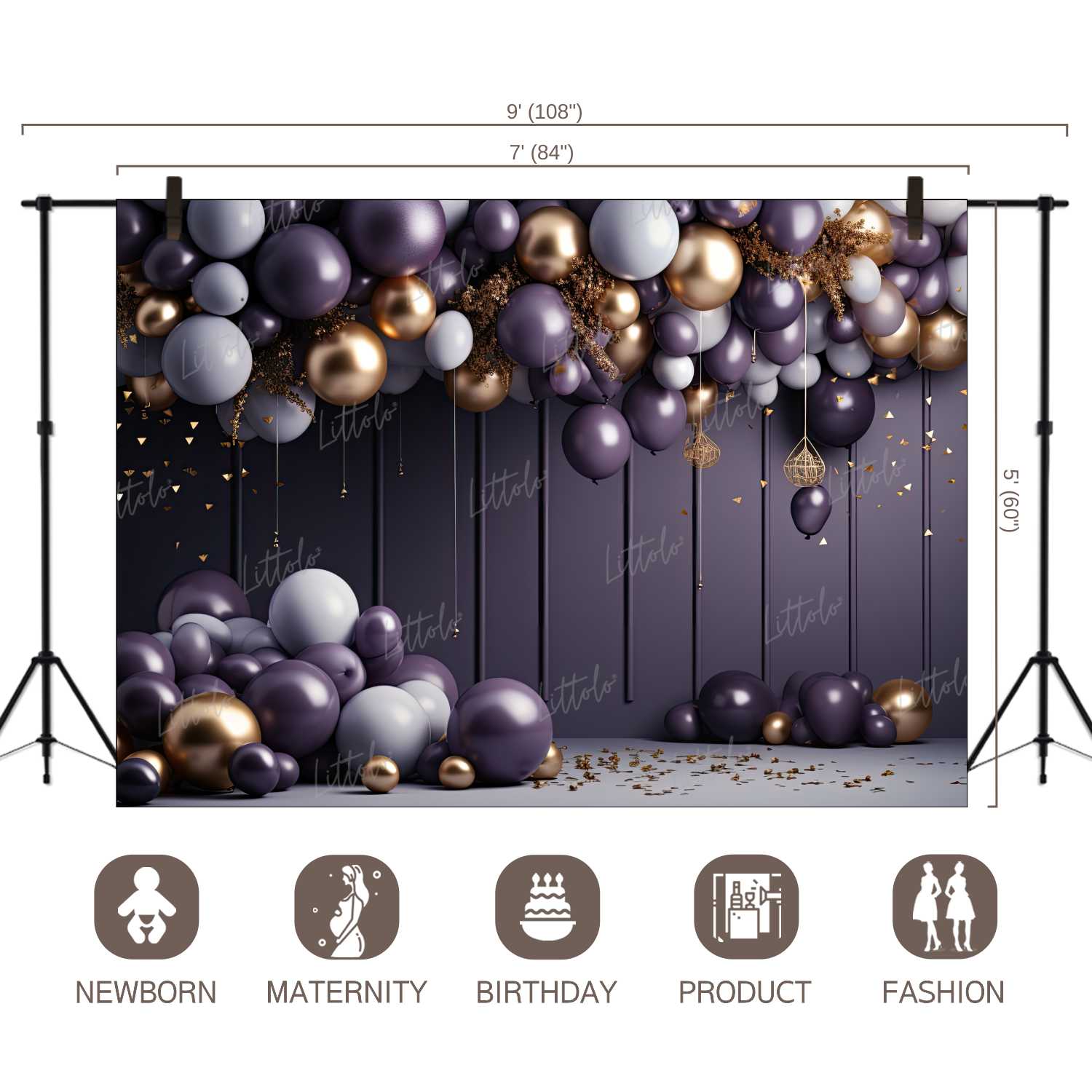 LB1174 Cake Smash and Themed Drops Balloon Garland Backdrop