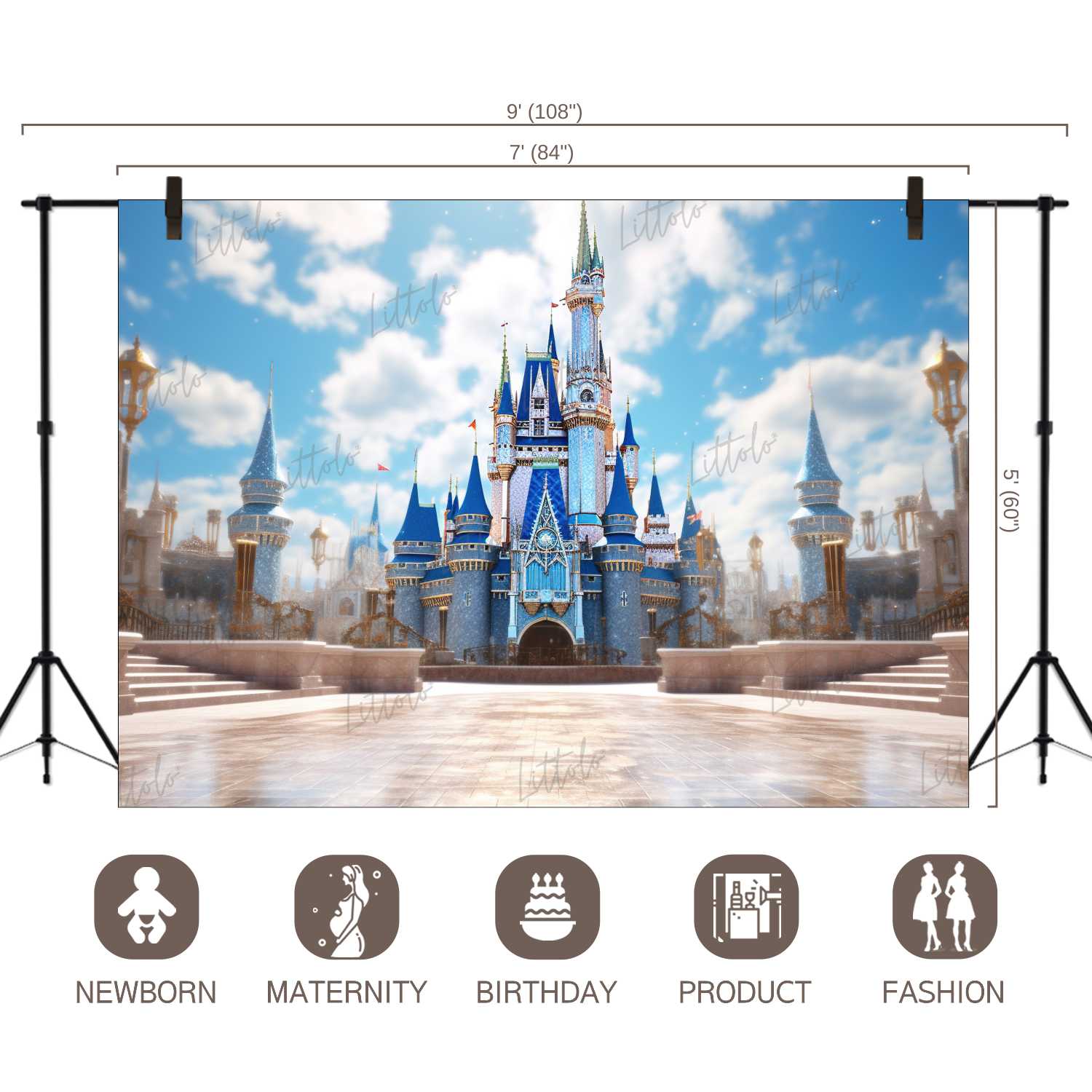 LB1228 Cake Smash and Themed Drops Prince / Princess Castle Backdrop