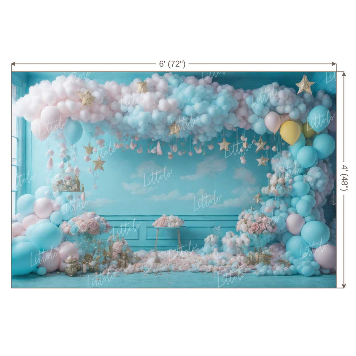 LB1271 Cake Smash and Themed Drops Balloon Garland Backdrop