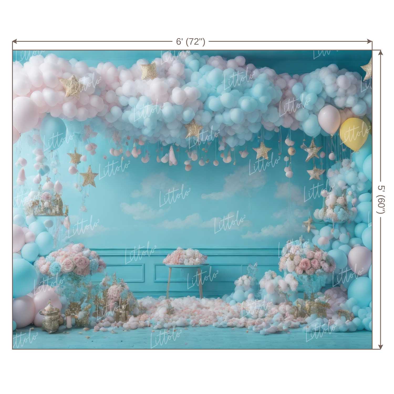 LB1271 Cake Smash and Themed Drops Balloon Garland Backdrop