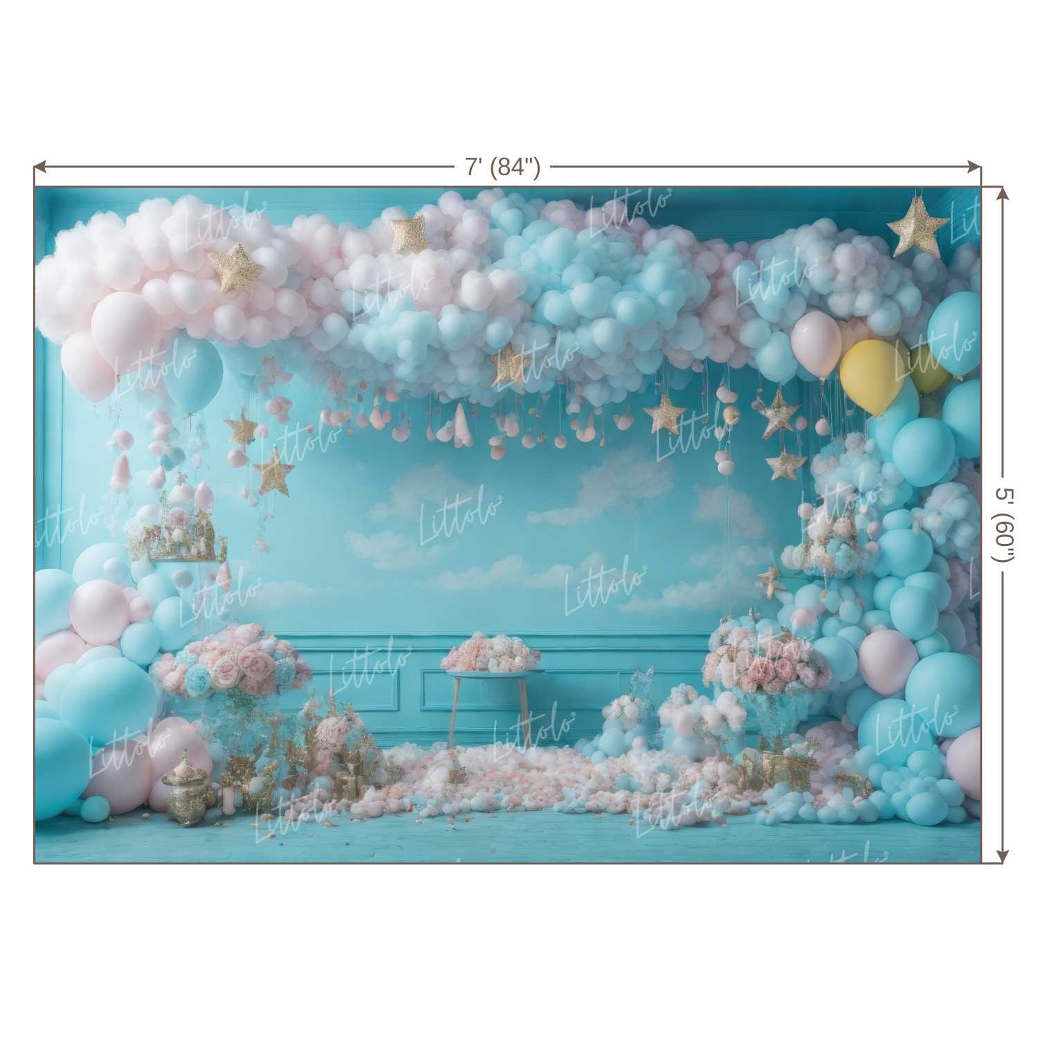 LB1271 Cake Smash and Themed Drops Balloon Garland Backdrop