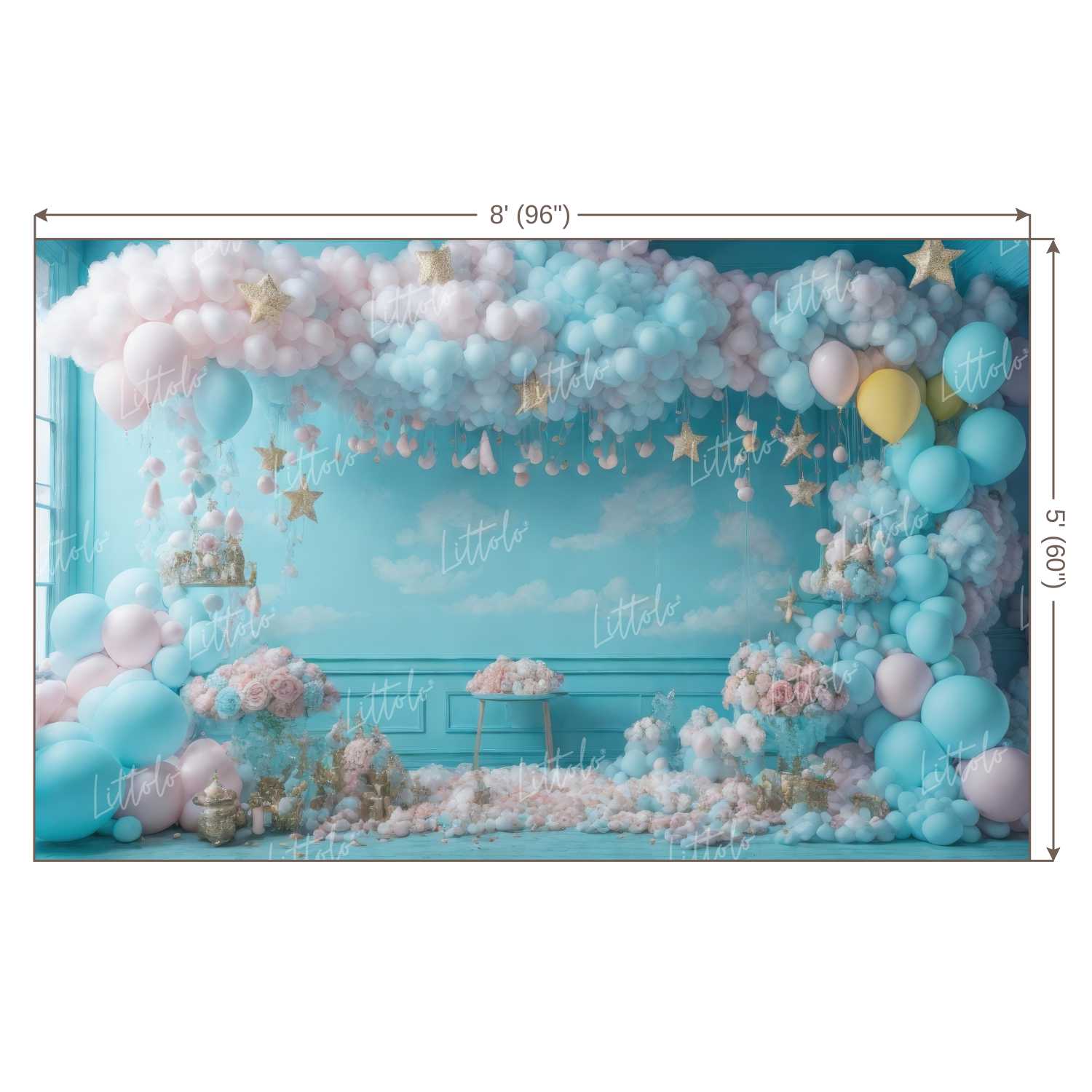 LB1271 Cake Smash and Themed Drops Balloon Garland Backdrop