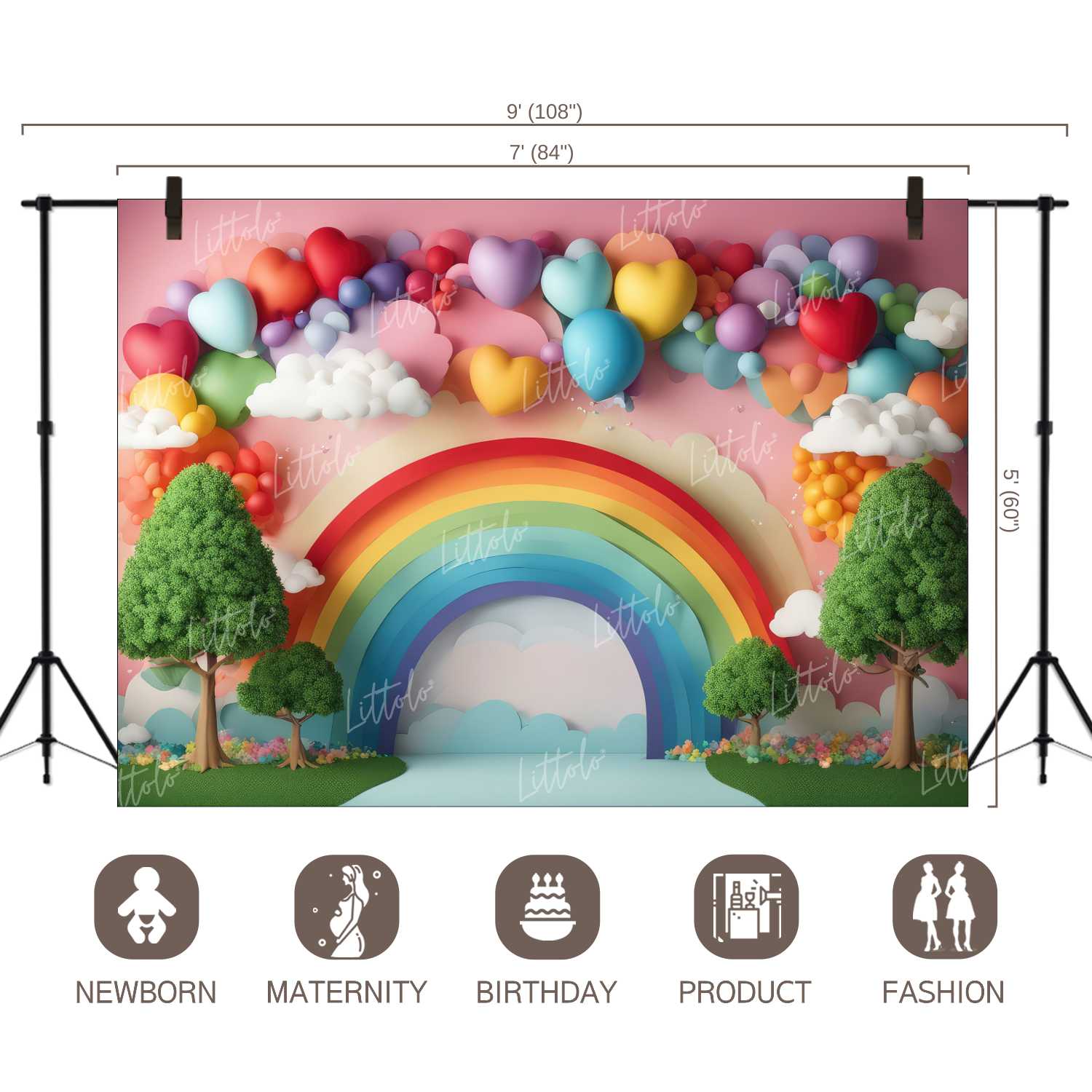 LB1272 Cake Smash and Themed Drops Balloon Garland Backdrop