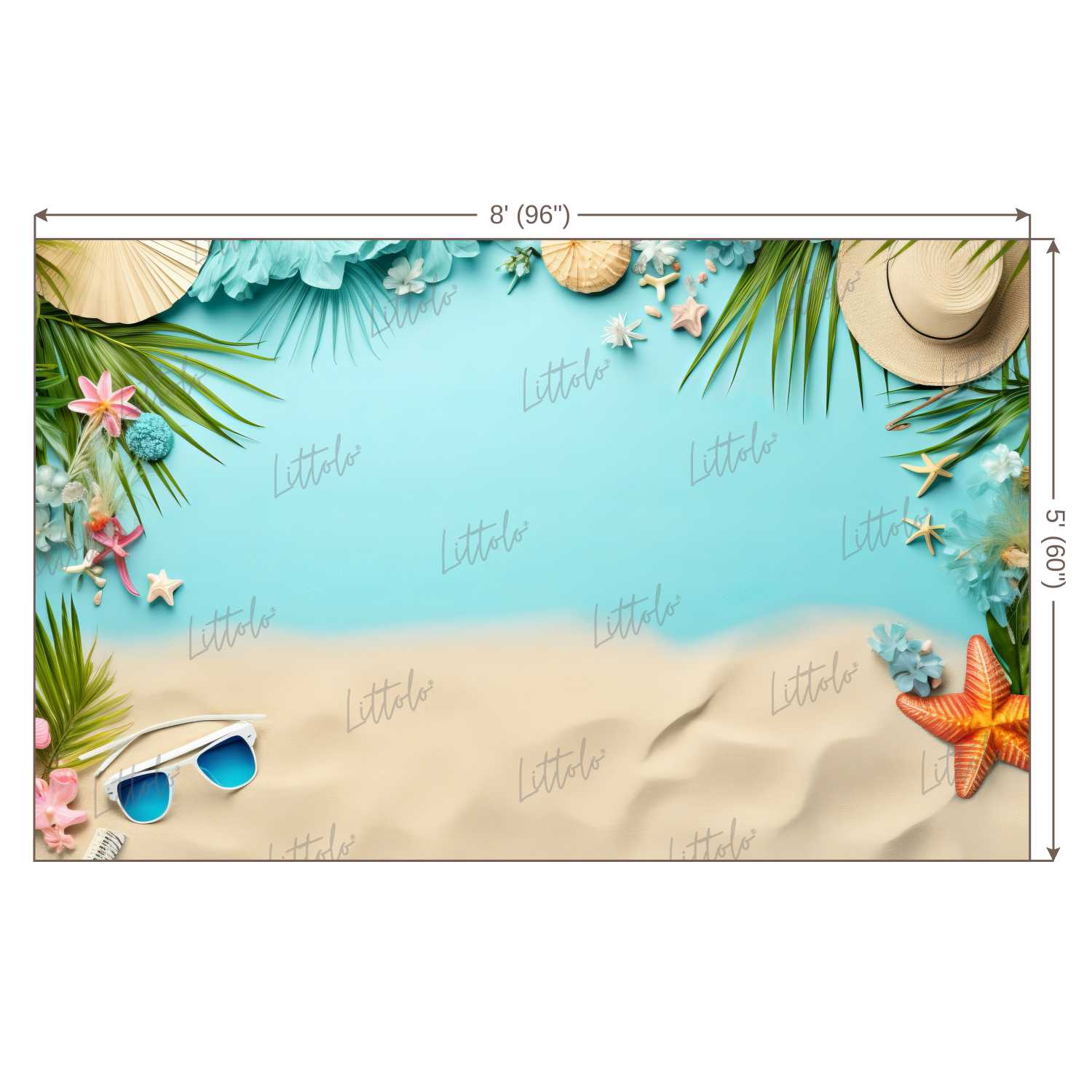 LB1302 Cake Smash and Themed Drops Beach Backdrop