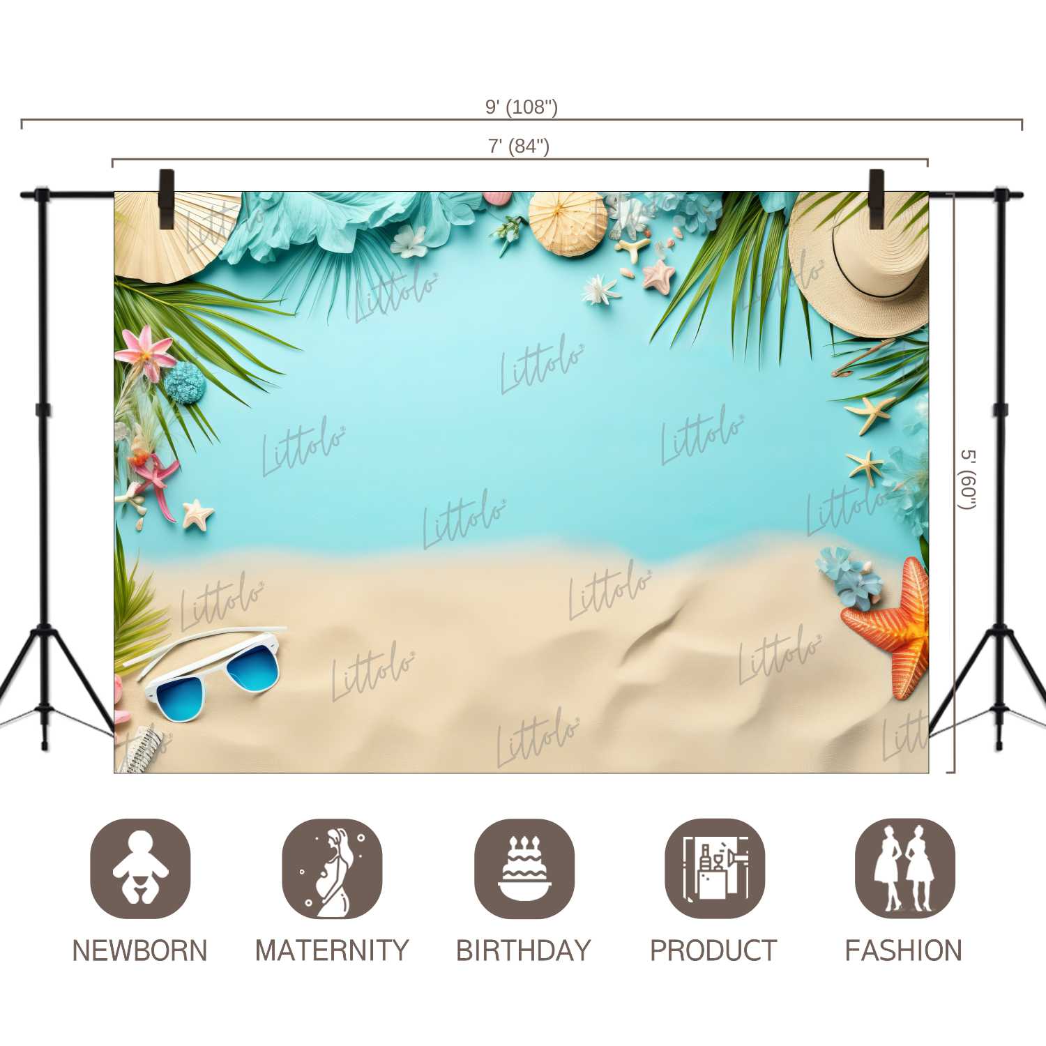 LB1302 Cake Smash and Themed Drops Beach Backdrop