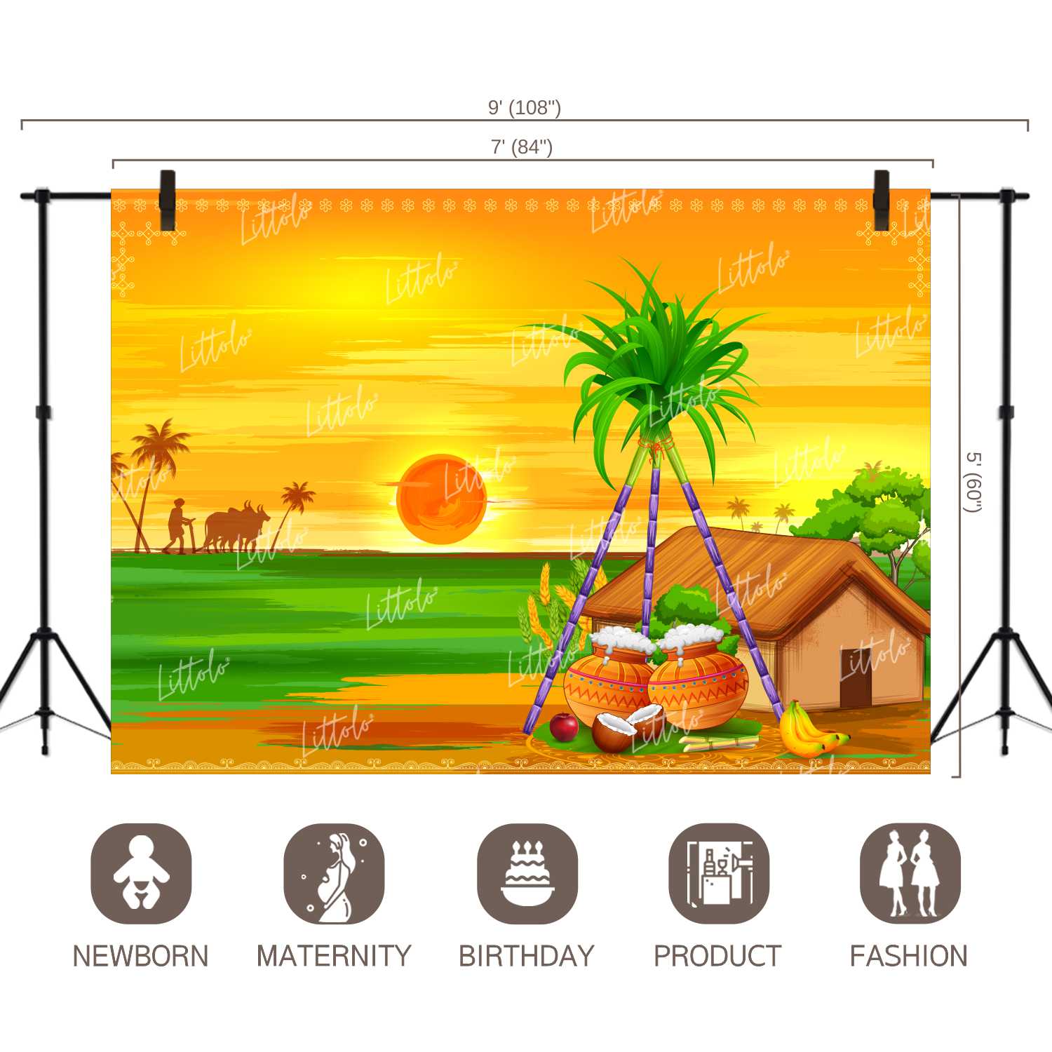 LB1304 Festivals and Seasons Pongal Backdrop