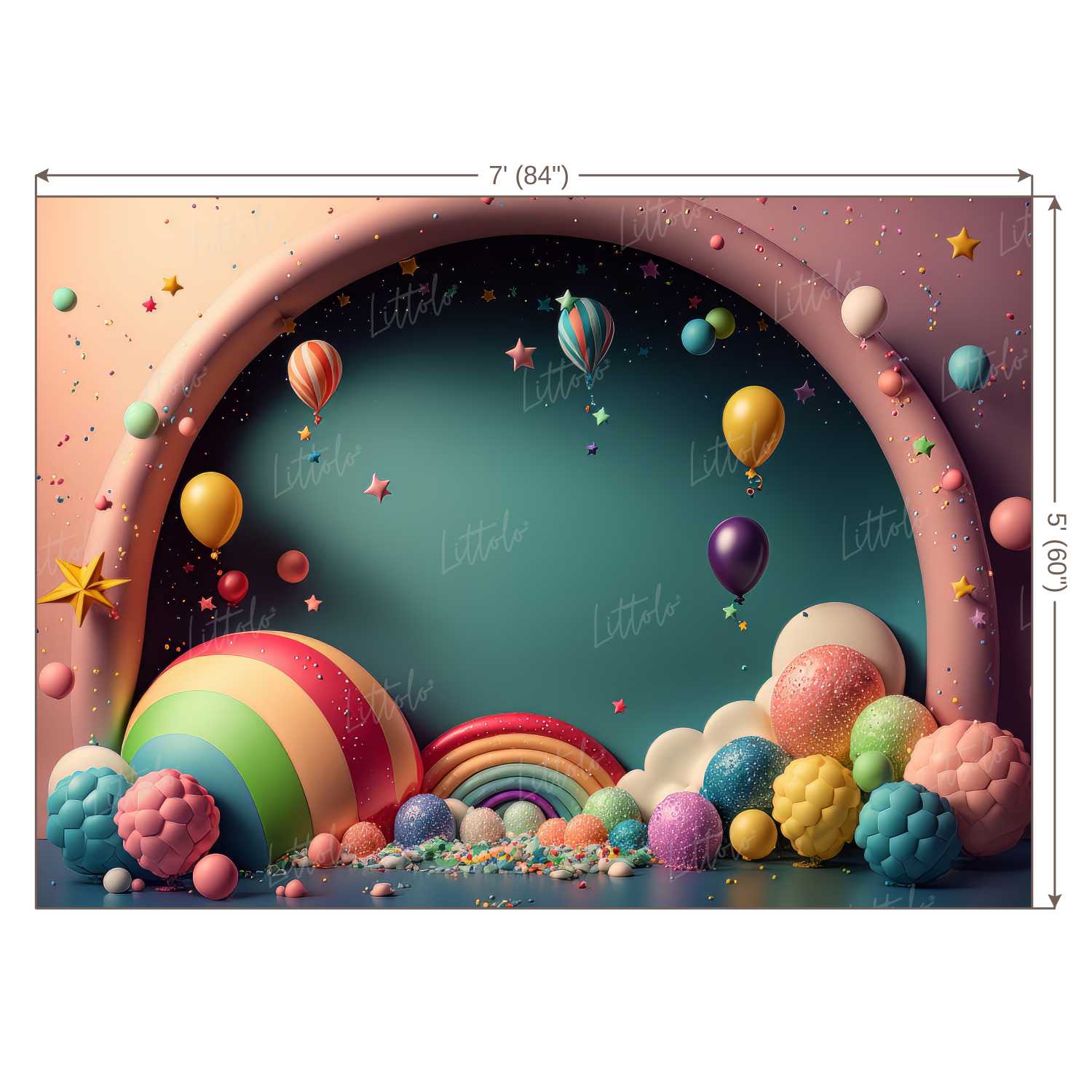 LB1321 Cake Smash and Themed Drops Balloon Garland Backdrop